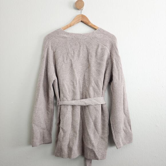 NEW Neiwai V-Neck Loose Fit Wool Belted Cardigan Sweater - Picture 12 of 15